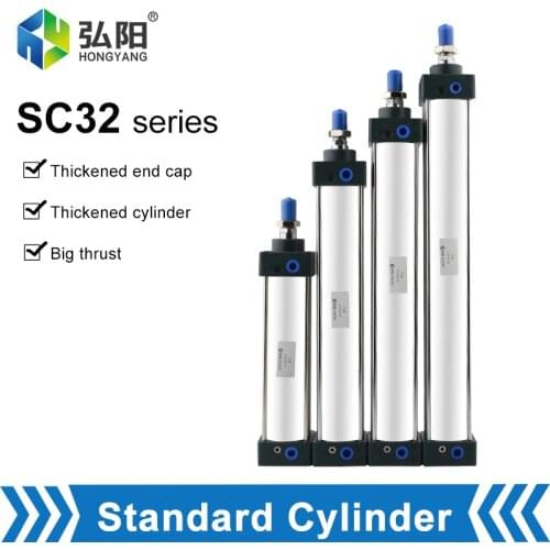 Pneumatic SC32 Series Cylinder Inner Diameter 32mm Stroke 100-400 Aluminum Single Rod Double Acting Air Compression Cylinder