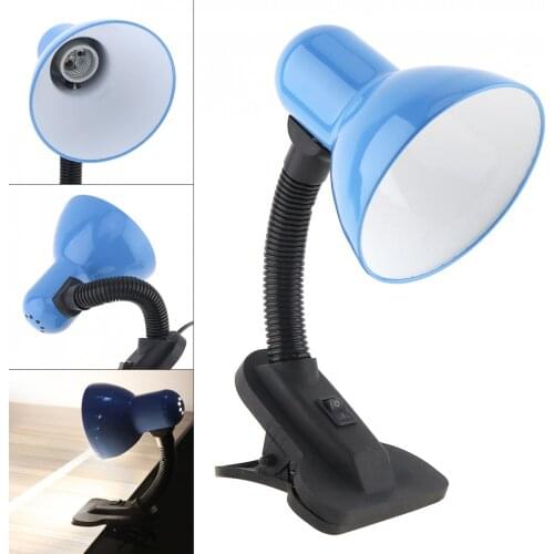 Portable LED Desk Lamp with Wide Voltage Support E27 Filament Fluorescent Bulb Blue Color for Student Domitory Office US Plug