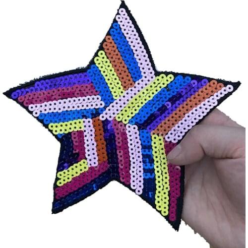 Colorful Sequin Star Patch Iron on Stars Embroidered Appliques Patches For Clothing Trousers Bags DIY Repair Sewing Accessories