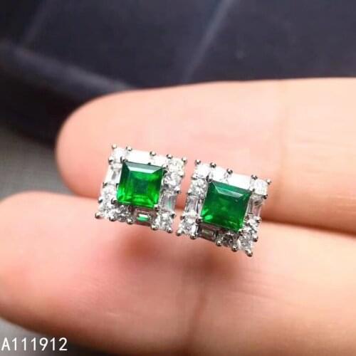KJJEAXCMY fine jewelry natural Emerald 925 sterling silver women gemstone earrings new Ear Studs support test fashion
