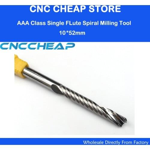 AAA Series 10*10*52MM Single Flute long Milling Cutter Carbide end mill tools CNC Router bit Length 100mm