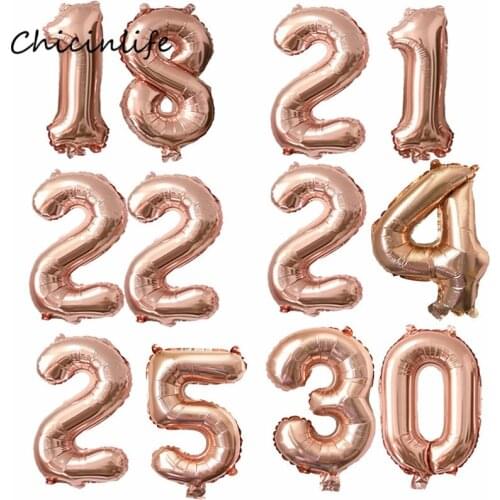 Chicinlife rosegold 18 21 22 24 25 30 40 50 Foil Balloon Anniversary Decor 30th Birthday Party Decoration Happy Birthday Balloon