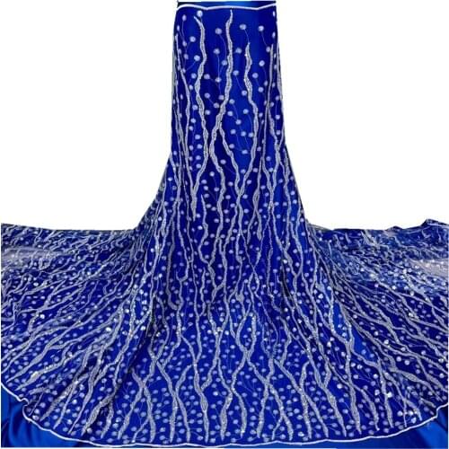 SJ Lace African Lace Fabric 2021 High Quality Lace With Sequins French Nigerian Lace Fabrics For Wedding Dress Sewing j4-8