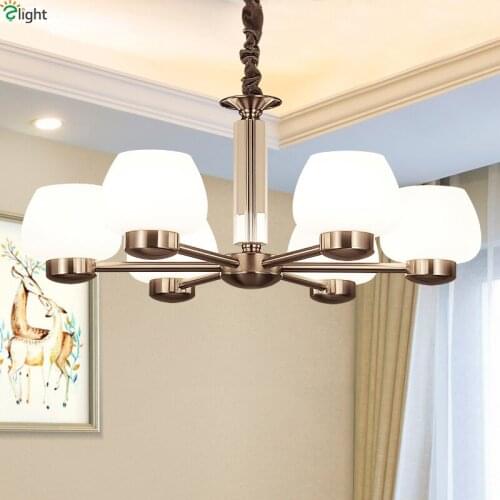 Modern Nickel Led Chandeliers Lighting Living Room Crystal Led Pendant Chandelier Lamp Hanging Lights Fixtures For Dining Room