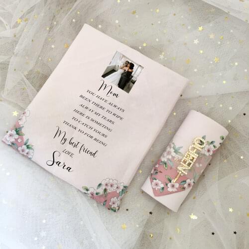 Custom print photo Mother father of bride Groom groomsman Bridesmaid gifts Personalized dad mom wedding handkerchief gift