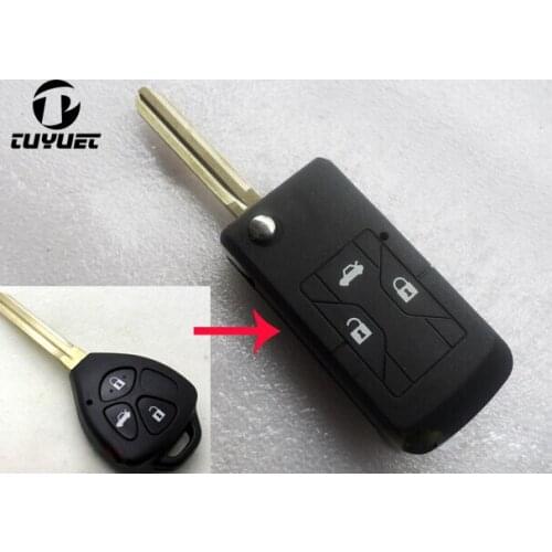 Tuyuet 3 Buttons Modified Flip Key Shell for Toyota Camry Reiz Folding Car Blanks Key Case