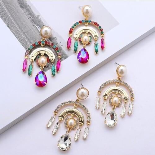 Ztech Fashion Shiny Rhinestone Trendy Style Long Pendant Dangle Earrings Jewelry Girls Statement Earrings Accessories Hot Sale