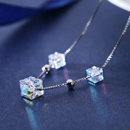 Womens Classic Shining Square Crystal Single Chain Bracelet Fashion Jewelry Gifts (Length: 16.5+3 cm)