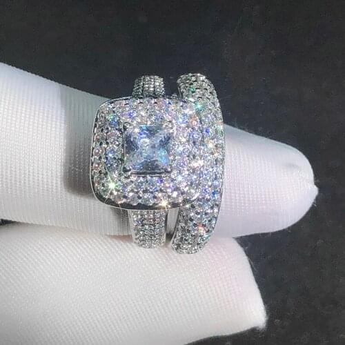 ZHOUYANG Luxury Wedding Ring Set For Women Iced Out AAA+ Cubic Zirconia Female Engagement Finger Hippie Jewelry Wholesale R709