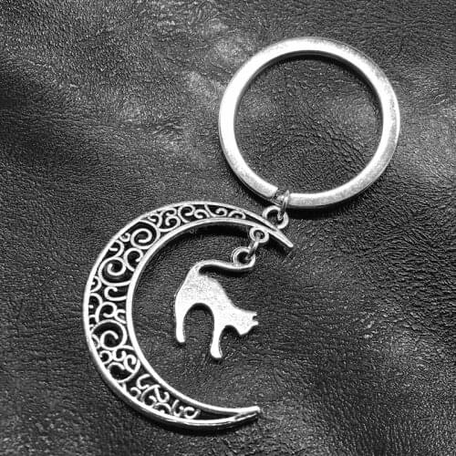 2021 New Europe, America, Gothic, Bohemian, Hollow Moon, Cat, Pet, Keychain