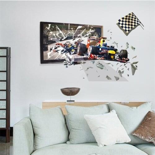 3D car Vivid F1 Racing Wall Stickers Living Room Bedroom Decoration, Modern Art Murals wall stickers for kids rooms