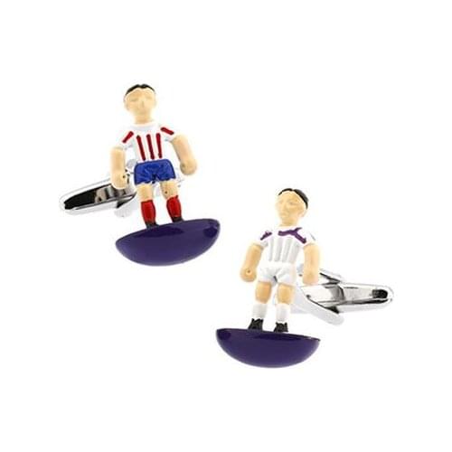 6pairs/lot Novelty Football Player Cufflinks Soccer Cuff Links Quality Copper Made Enamel Cuff Button Mens Jewelry Gift