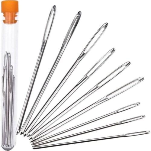 9pcs Large Eye Needles Stainless Steel Embroidery Cross Stitch Knitting Yarn Sewing Hand Crochet Hook Set Kit DIY Crafts Tools