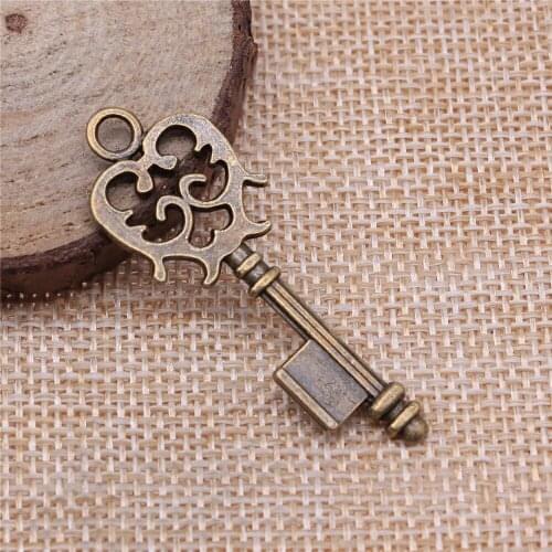 Free shipping 22pcs 49x17mm antique bronze key charms diy retro jewelry fit Earring keychain hair card pendant accessories
