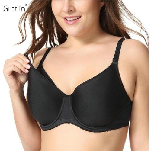 GRATLIN Womens Padded Underwire Full Sling Support Maternity Nursing Bra Plus Size C-H Cup