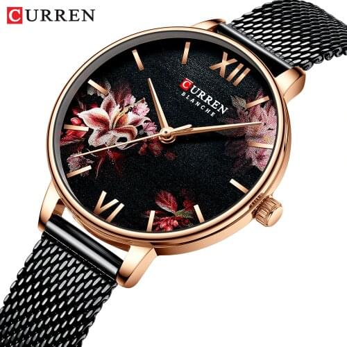 New Women Watches CURREN Stainless Steel Mesh Quartz Wristwatch Female Casual Charm Watch for Ladies relogios feminino for Gift