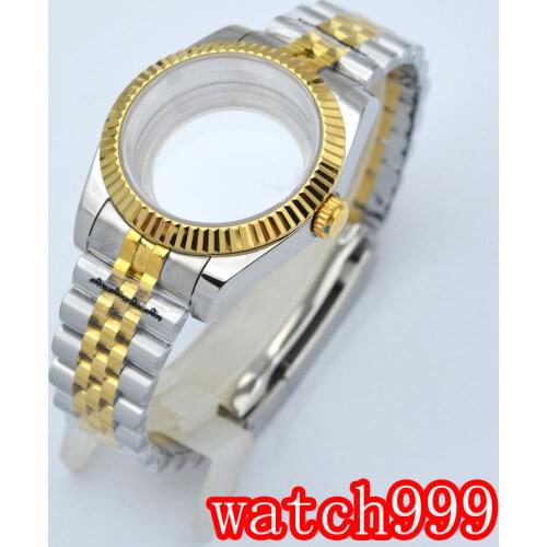 36mm/40mm silver/gold case fit NH35 NH36 ETA2836 2824Miyota 8205 8215 DG2813 movement sapphire glass jubilee strap