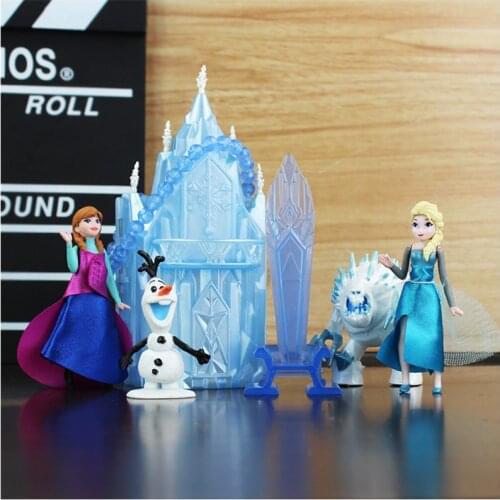 Disney Frozen New Toys 6pcs/Lot 6-16cm PVC Anna Elsa Princess Olaf Sven Kristoff And Castle Ice Palace Throne Action Figure Doll