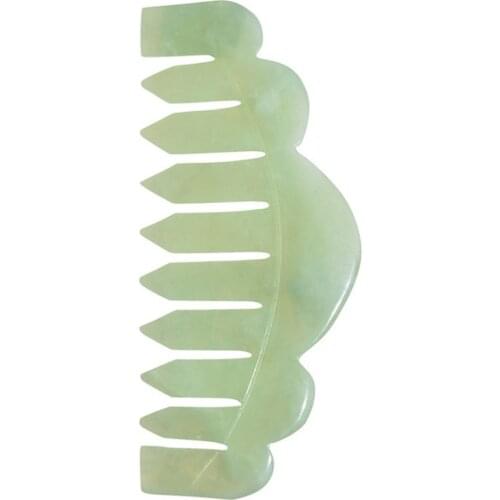 Chinese Nature Jade Comb Guasha Facial Massage Spa Acupuncture Head Therapy Trigger Point Treatment On Head Beauty Tool