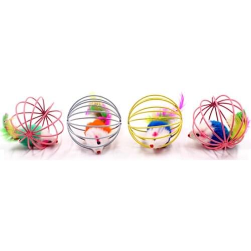 Cat Interactive Toy Mouse Plastic Artificial Colorful Cat Teaser Play Chewing Toy Cate Pet Supplie Small Bell Mouse Cage Cat Toy