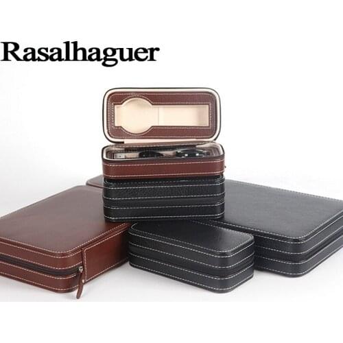 Top Quality 2/4 Grids Leather Watch Box Luxury Zipper style for travelling storage Jewelry Watch Collector Cases Organizer Box