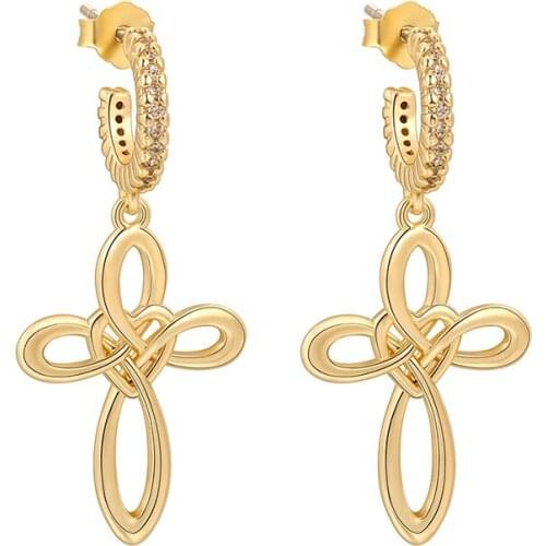 Copper Celtic Trinity Knot C Shape Dangle Earring Heart Cross Infinity Symbol Stud Earring For Women Fashion Party Jewelry