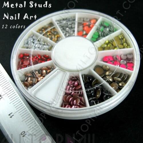 Nail Art Metal Studs 2-4mm 12 Colors Mixed Round 3D Nail Art Decorations Studded Manicure Punk