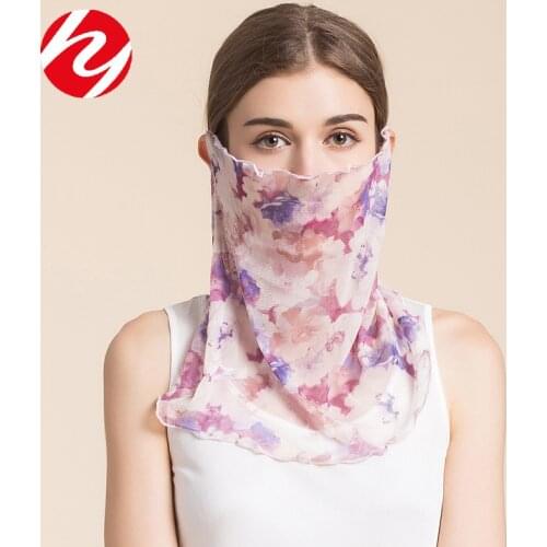 Real silk Multifunctional UV Protection Magic Scarf Neck Tube Outdoor Fishing Hiking Cycling Face Head Wrap Cover Bandana