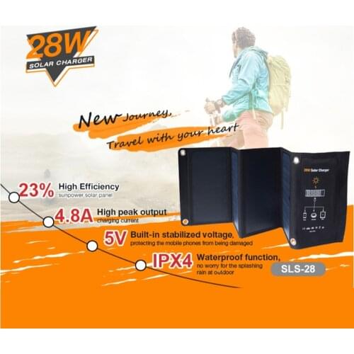 28W USB PortsSolar Charger Panel Module Cell Phone Battery Charger Solar Power Generator for Outdoor Camping Hiking