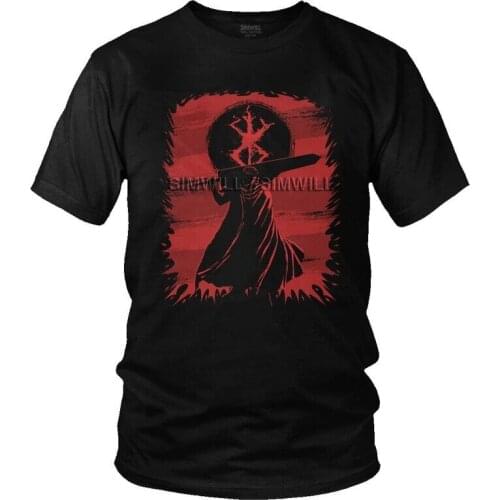 Black Swordsman Gattsu T Shirt Men Cotton Printing T-shirt Fashion Tshirt Short Sleeve Berserk Byronic Hero Guts Tee Top