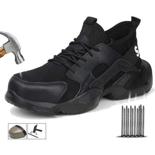 Men Safety Shoes Boots Steel Toe Puncture-Proof Work Sneakers Breathable Boots Men Shoes Indestructible Work Safety Boots