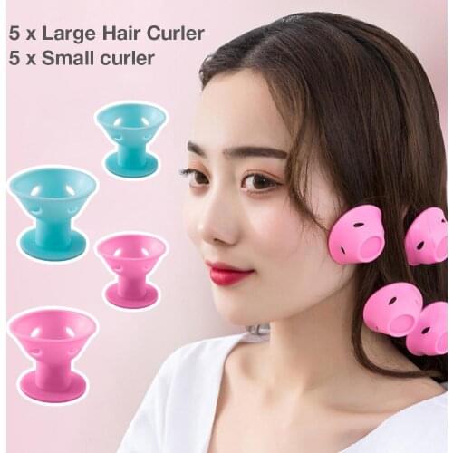 Soft Rubber Magic Hair Care Curlers Mushroom Style No Heat Resin Hair Rollers Twist Hair Styling DIY Tool Pink Blue