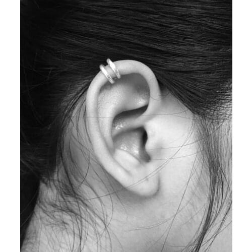 Non pierced ear cuffs high polish 925 Sterling Silver Double Ear Cuff earring