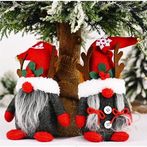 2020 New Christmas Antler Dwarf Ornament Faceless Forest Old Man Doll Festival Decorations for Home Business Place