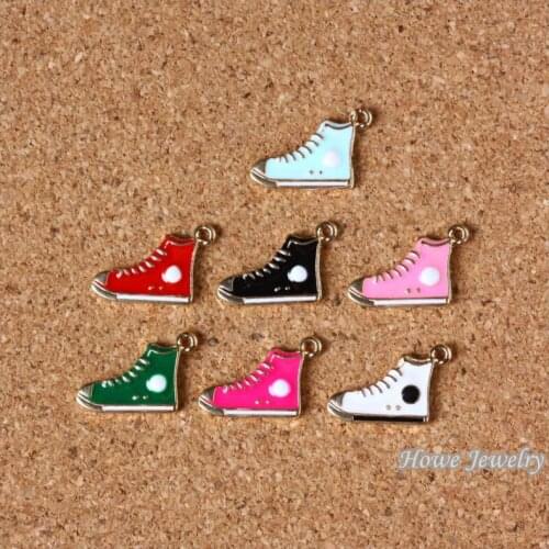 Wholesale 80 pcs Enamel Alloy Gold-color Jewelry Mixed Shoes Pendants charms for bracelet necklace DIY jewelry making JC-742