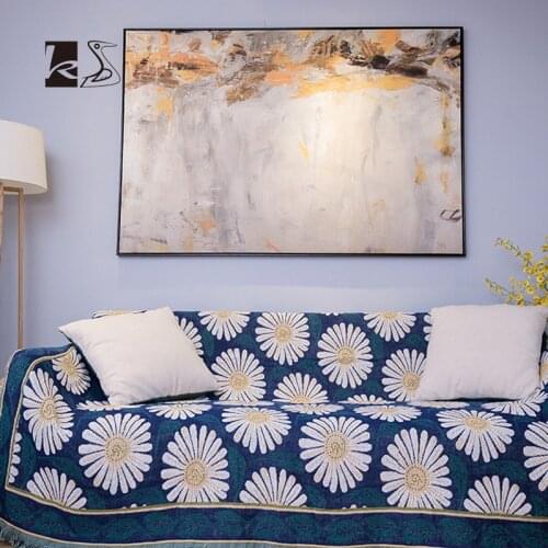 American Country Style Daisy Sofa Blanket Tapestry Throw Nap Used Knitted Blanket Home Decoration Photo Taken Display Blanket