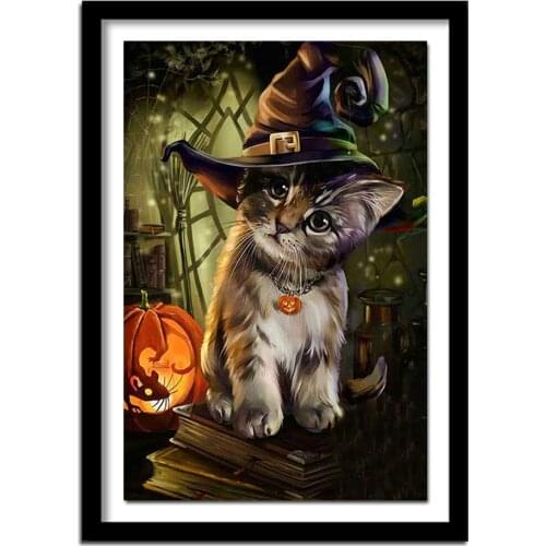 Full diamond 5D DIY diamond painting "Halloween cat" diamond embroidery gift cross stitch painting living decoration XPZ