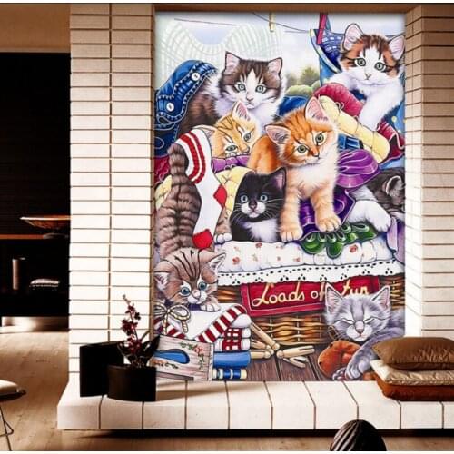 Dropship 3D Photo Wallpaper Lovely Kitty Kingdom Oil Painting Mural Childrens Room Decoration Backdrop Wallpaper Custom Mural