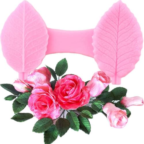 Rose Leaves Silicone Mold DIY Wedding Cupcake Topper Fondant Molds Leaf Cake Decorating Tools Candy Polymer Clay Chocolate Mould