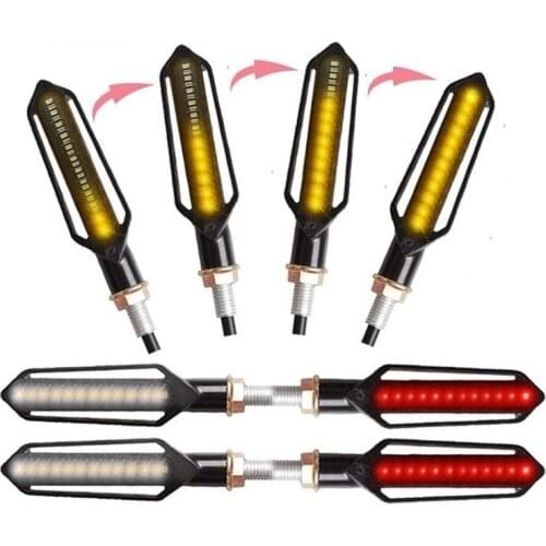 Motorcycle Turn Signals 24 LED Light Flowing Water Flashing Indicator Universal Amber Blinkers Light Motorbike Accessories
