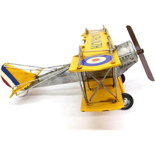 SIRMAK Sarı Dekoratif El Yapımı Çift Kanatlı Metal Uçak , Türkiyeden Hızlı Teslimat