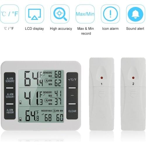 KKmoon Thermometer with Wireless Sensor Temperature Monitor Meter Max &Min Record LCD Display for Home Bedroom Office (1 Sensor)