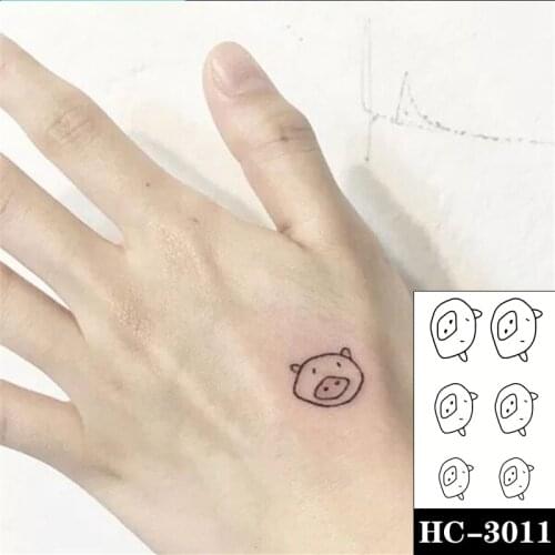 Waterproof Temporary Tattoo Sticker Japanese Style Cute Pig Small Size Body Art Fake Tatto Flash Tatoo Hand Foot for Men Women
