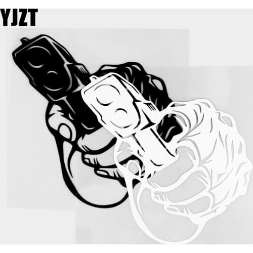 YJZT 15.5×13.4CM Exquisite Vinyl Decal Cartoon Weapon Car Sticker Personalized Pistol Decorative Shape Black / Silver 20C-0489