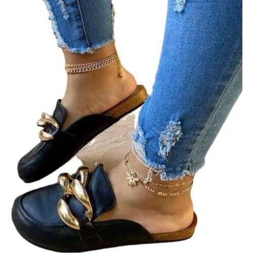 Summer Leather Beach Slippers Womens Outdoor Leisure Slide Womens Outdoor Sandals EU 36-42 Size Ladies Slider