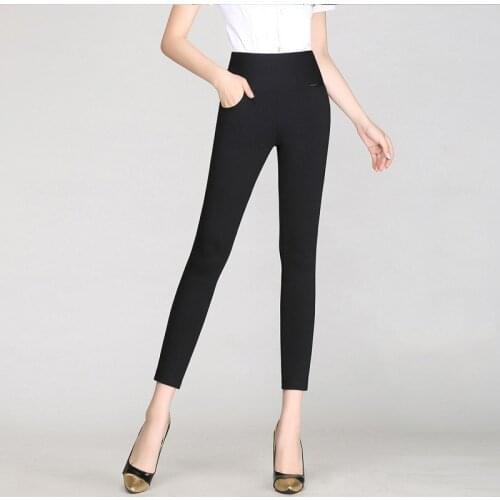 Women Plus Size High Waist Stretchy Pants Ladies Skinny Slim Trousers Black White Wine Blue Leggings Pants 5XL 6XL
