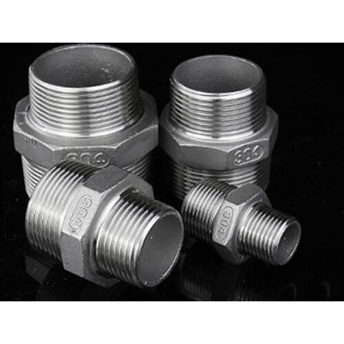 1/8" 1/4" 3/8" 1/2" 3/4" 1" 1-1/4" 1-1/2" 2" BSPT Reducer Hex Nipple 304 Stainless Steel Pipe Fitting Water Gas Oil