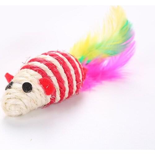 1pc Colorful Sisal Rope Mouse-Chew Toy For Kitten