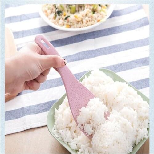 1PC Lovely Kitchen Ladle Non Stick Rice Paddle Meal Spoon Wheat Straw PP Household Plastic Non-Stick Rice Spoon Rice Spoon