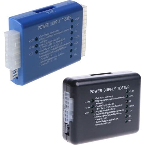 1Pcs NEW Black PC 20 24 Pin PSU SATA Power Supply Tester 62KD